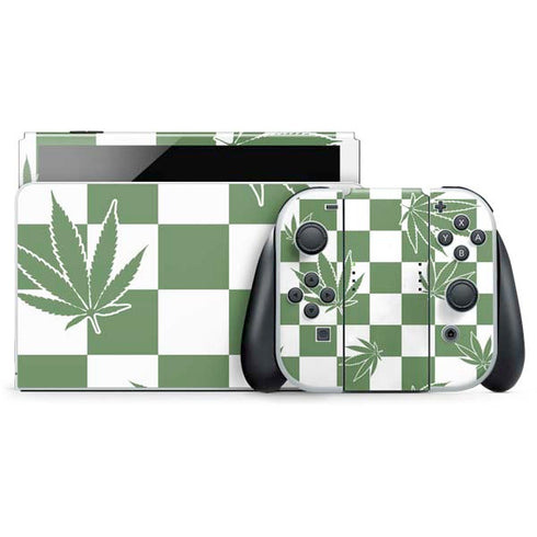 Marijuana Green Checkered Nintendo Skins